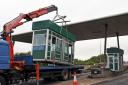 Work to remove the Cleddau Bridge toll booths began on Monday. PICTURE: Martin Cavaney.