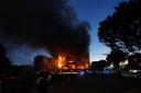 A housing block burns in Valencia, Spain (Alberto Saiz/AP)