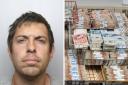 James Heppel and some of the cash he amassed as part of a £5.7 million cryptocurrency scam