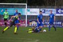 Ricky Watts breaks out of defence for Haverfordwest. PICTURE: Western Telegraph.