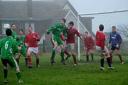 Goalmouth action from Solva's Maes-y-Mor Ground