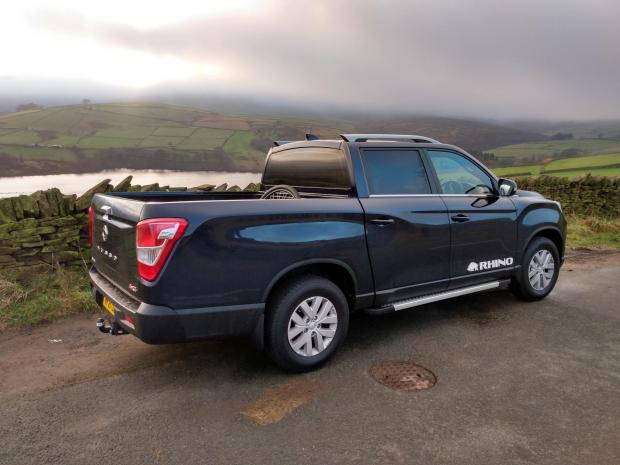 Milford Mercury: The SsangYong Musso Rhino pictured on test in West Yorkshire in atmospheric weather conditions in the Pennine hills of Kirklees