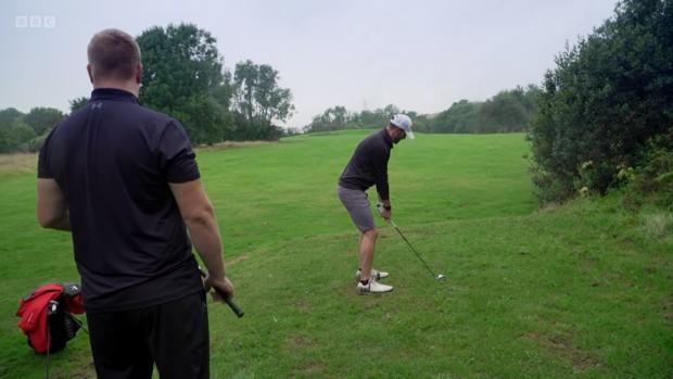 Milford Mercury: Sam and Gethin enjoying a round of golf. Picture: BBC