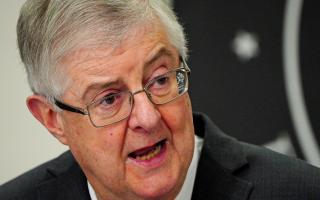 First Minister Mark Drakeford speaks during a Welsh Government press conference at the Crown Buildings, Cathay Park in Cardiff.