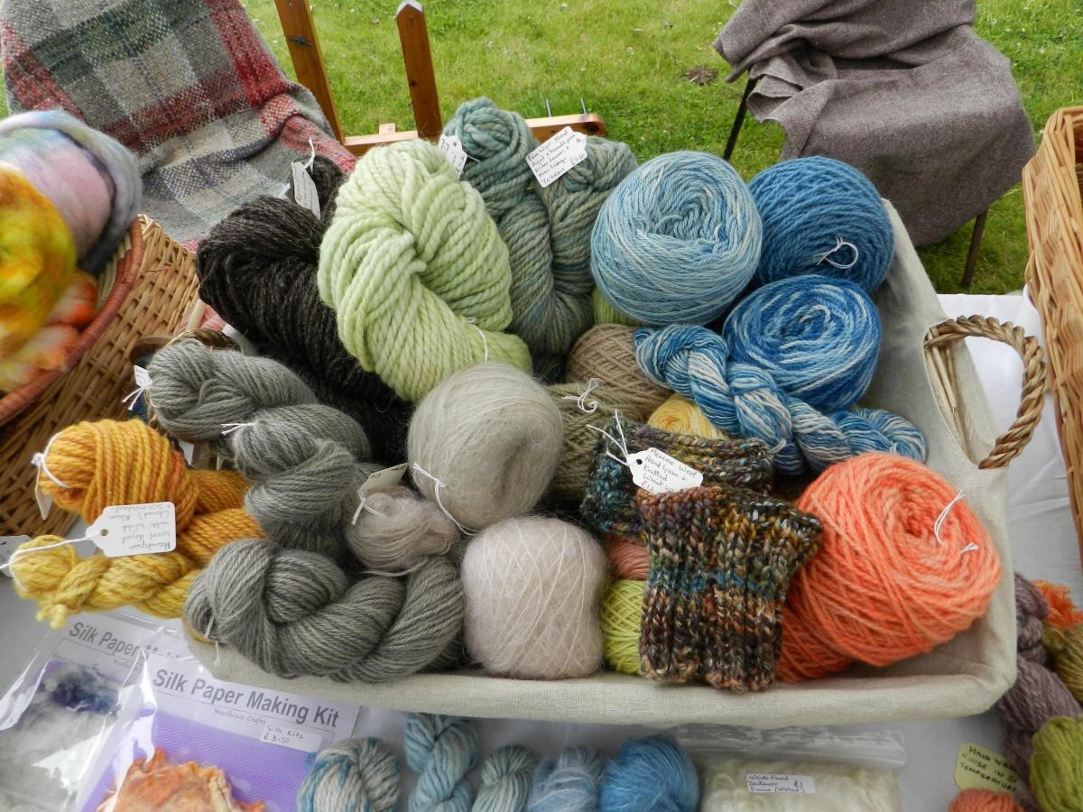 Local spinners, weavers and dyers had a stall featuring wool coloured with natural plant dyes at Llandstadwell Medieval Fayre, Saturday June 20, 2015. 
PICTURE: Western Telegraph/Milford Mercury