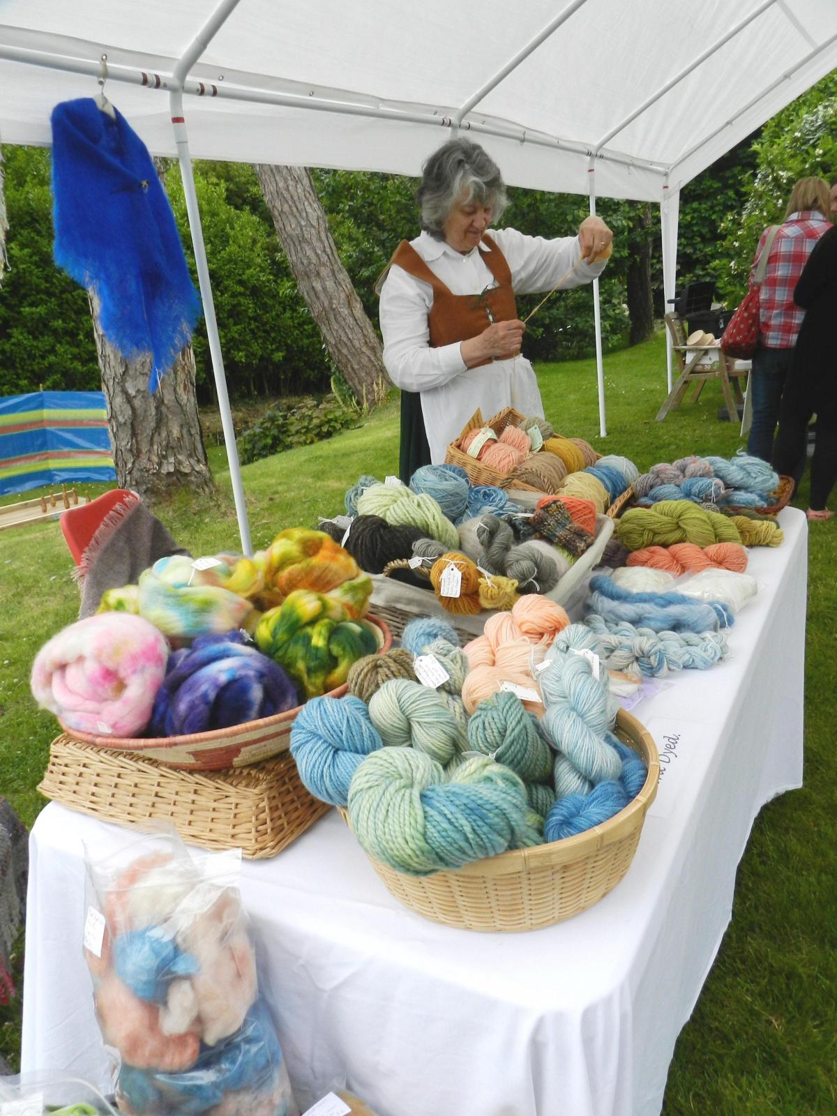 Local spinners, weavers and dyers had a stall featuring wool coloured with natural plant dyes at Llandstadwell Medieval Fayre, Saturday June 20, 2015. 
PICTURE: Western Telegraph/Milford Mercury