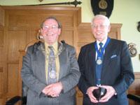 New mayor of Milford, Cllr Eric Harries with his deputy Cllr Tony Miles.	