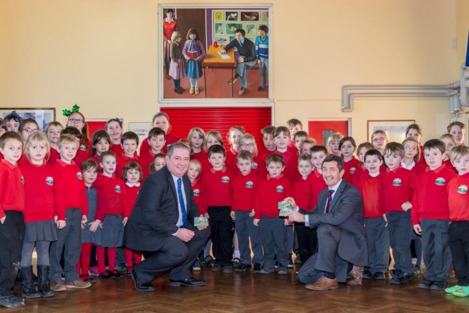 Puncheston pupils awarded for good attendance with Folly Farm tickets from Thomas Caroll 