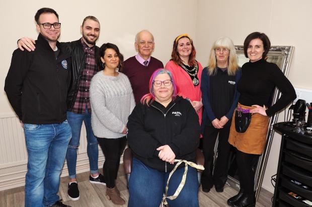 Members of the Todaro's team with stylist Megan George, PATCH manager Tracy Olin, Mayor of Milford Haven Rose Gray and Toby Ellis. PICTURE: Milford Mercury